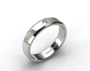 18k White Gold 6mm Beveled Bezel Set Diamond Wedding Ring